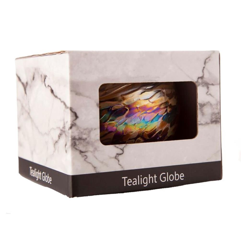 Amelia Art Glass Gold Round Tealight Holder Extra Image 1